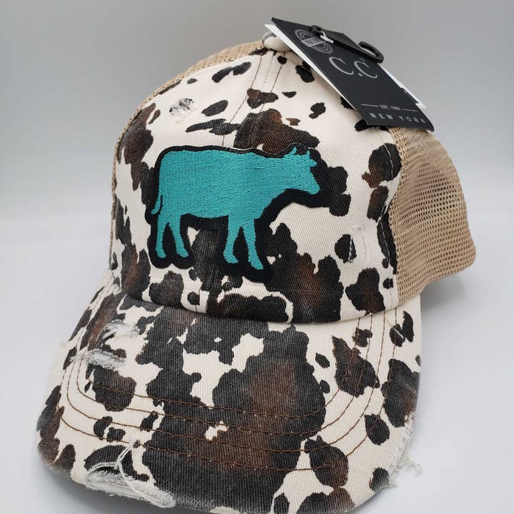 Parche de vaca de piel con estampado de vaca Tan para venta al por mayor de The Dirty Cowgirl Apparel