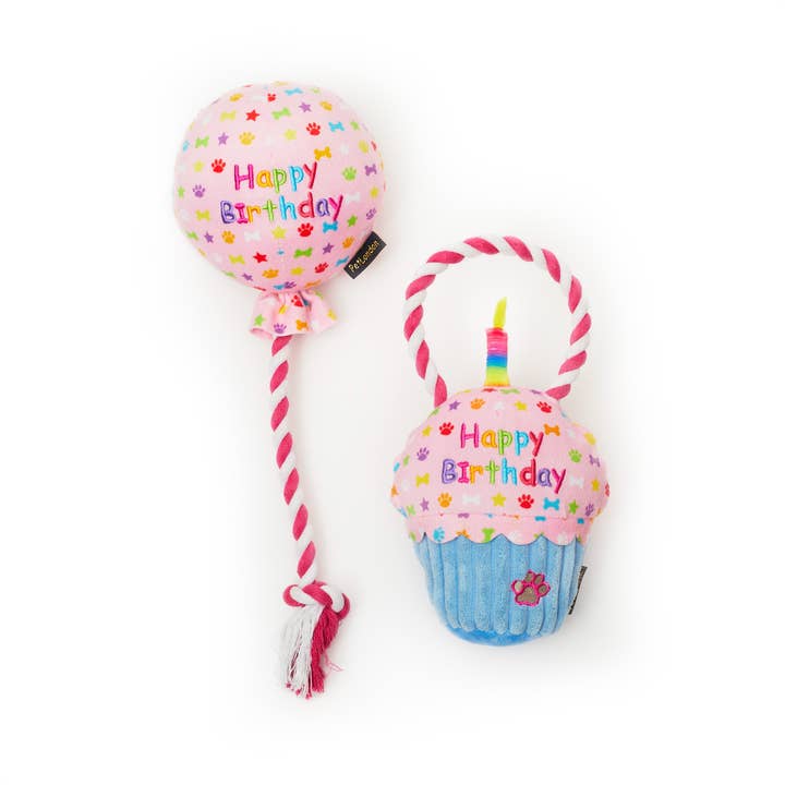 Happy Birthday Dog Balloon & Cupcake Starter Set for wholesale by PetLondon