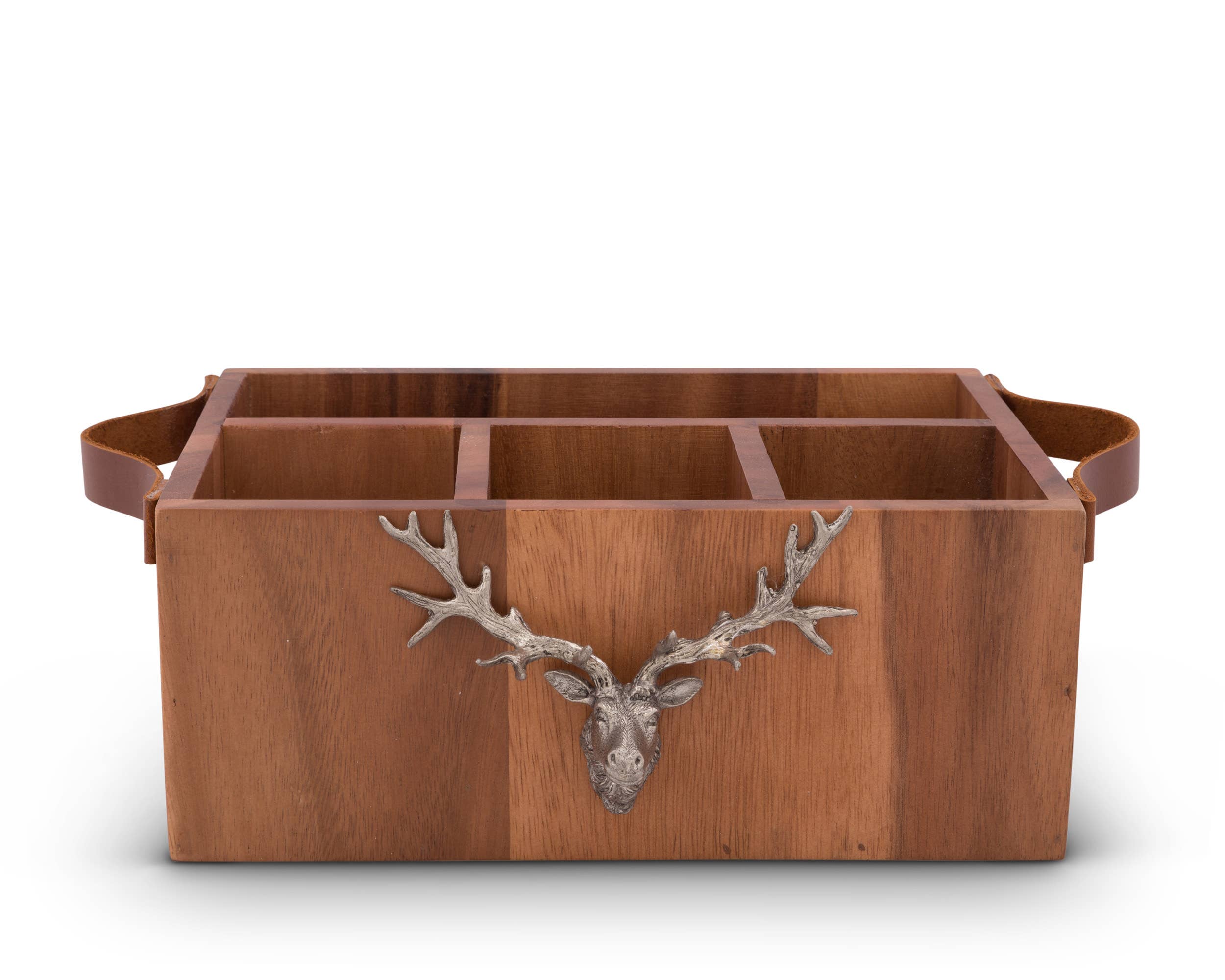 Vagabond House - Wholesale Flatware Caddy - Elk Head Handles Wood Flatware Caddy1