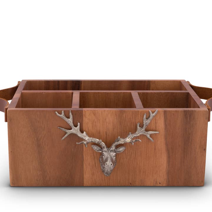Vagabond House - Wholesale Flatware Caddy - Elk Head Handles Wood Flatware Caddy1