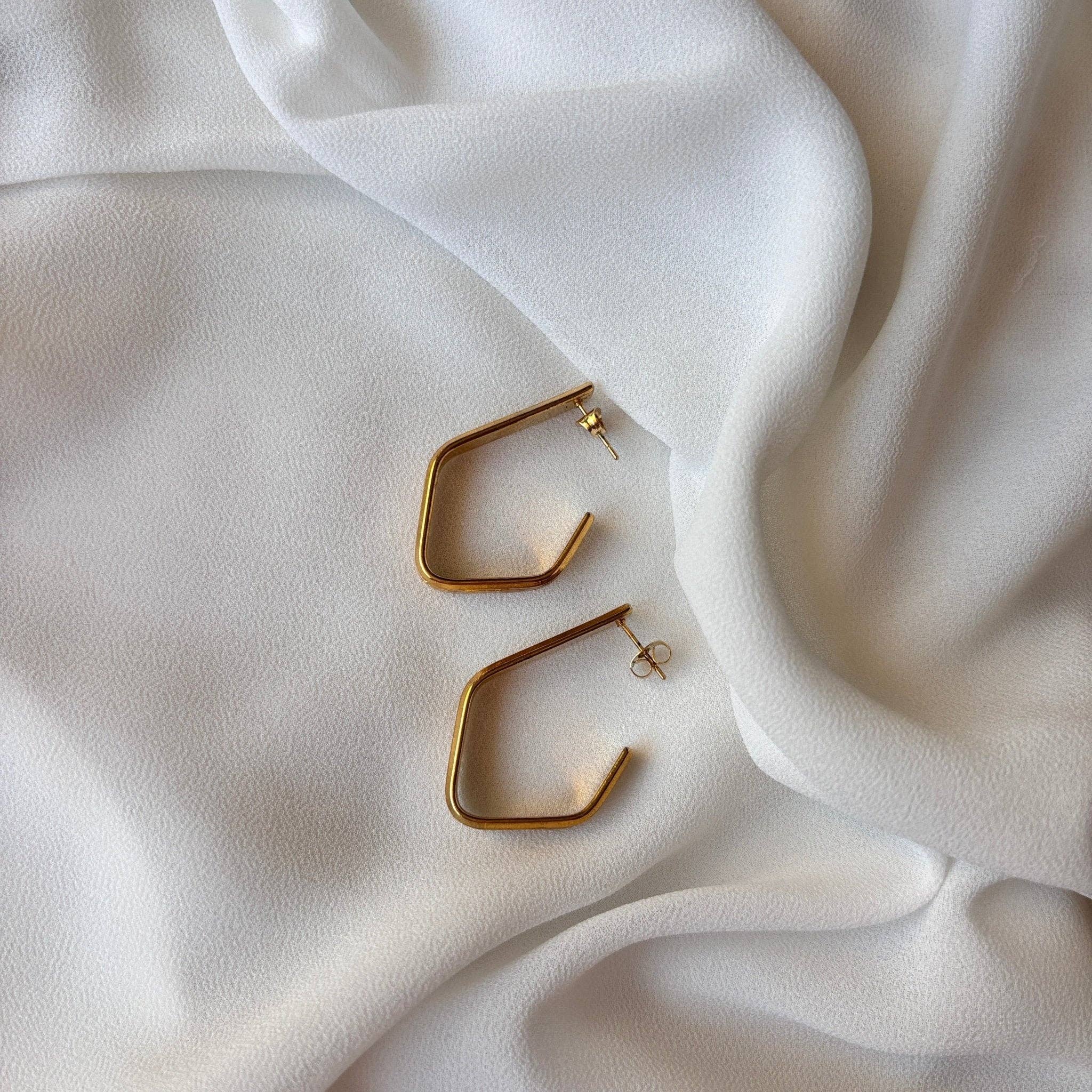 DUESTELLE ITALIA - Vente Créoles - NISSA - Boucles d'oreilles géométriques en acier plaqué or3