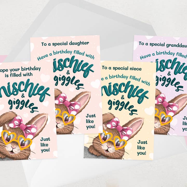 Bunny Rabbit Birthday Cards - Cute Daughter, Niece Cards for wholesale by OCD Greeting Cards