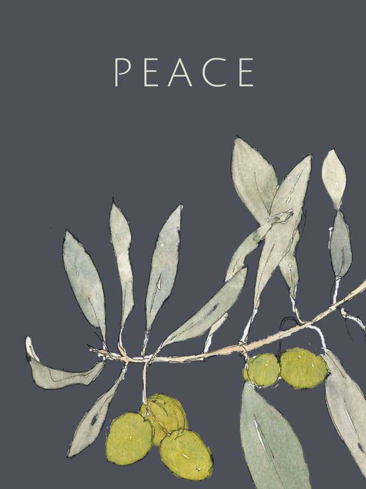 Olive Peace greeting card for wholesale by Leafy Lexicon