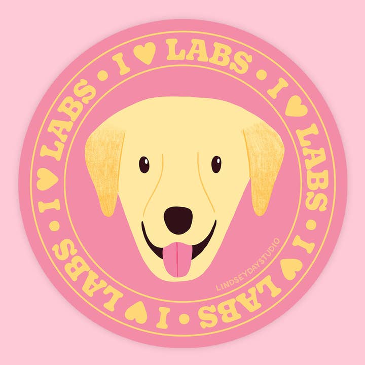 Adesivo Cane Labrador Giallo, Adesivo Animale Domestico per la vendita all'ingrosso da parte di Lindsey Day Studio