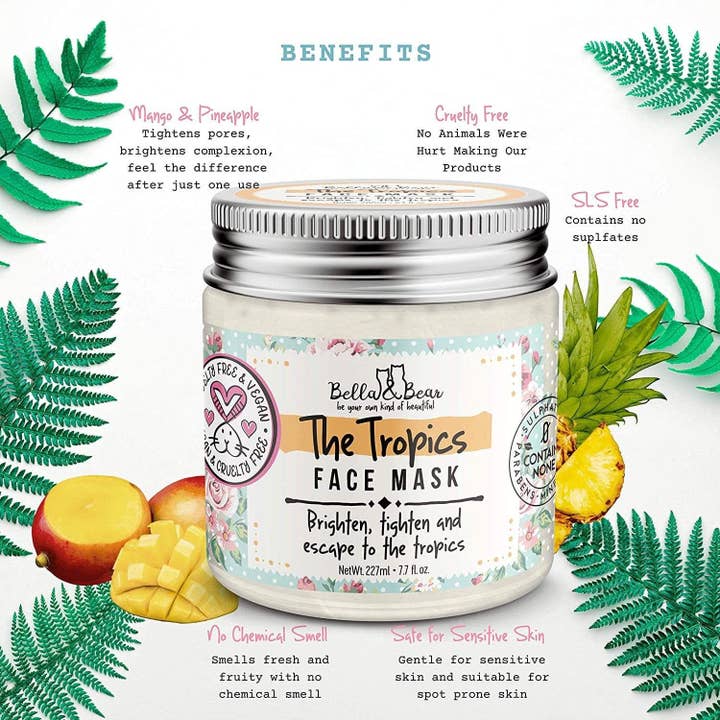 Bella & Bear - Wholesale Skincare face mask - Tropics Face Mask - Vegan & Cruelty-Free Mini | Travel 5