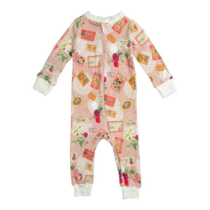 Pyjama sans pieds à fermeture éclair complète - Love Notes pour la vente par Pink Elephant Brands