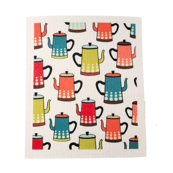 Tea Pot Patterned Swedish Dishcloth - Sponge Cloth for wholesale by Driftless Studios