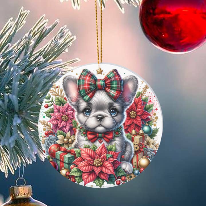 Adorno Cerámico de Cachorro Navideño de 2,75 pulgadas para venta al por mayor de Uniquely Designed By Rebecca