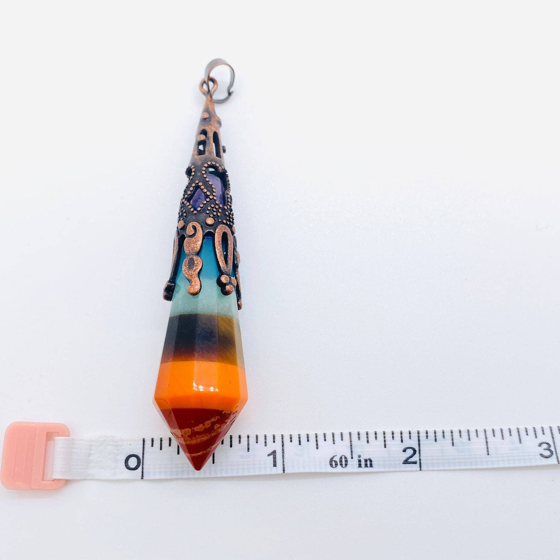 Mio Queena - Wholesale Spiritual Stone/Crystal - 12 Sided Shape Natural Stone Crystal  Chakra Pendulum - CS4