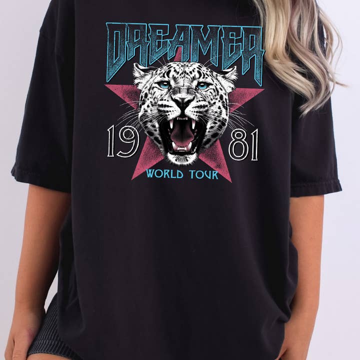 Women Cheetah Graphic Print Oversize Loose Fit Top for wholesale by Amused by Blue