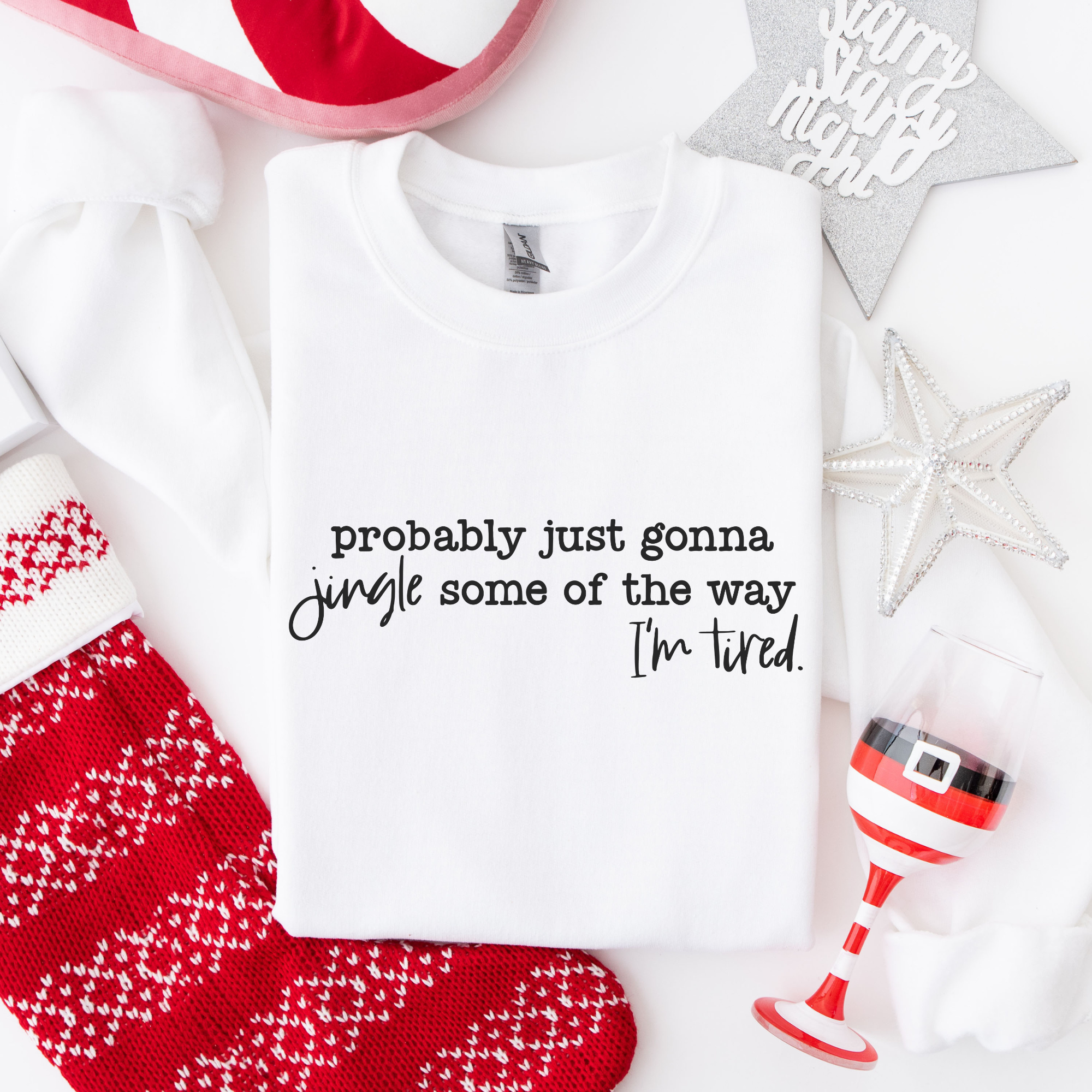 Trendznmore - Modern Graphic Apparel - Vente Sweat-shirt à imprimés – femme - Sweat-shirt de Noël drôle "Jingle Some of the Way"5