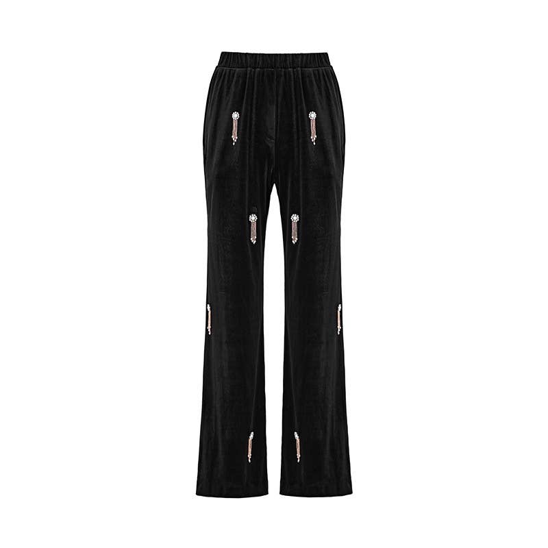 Productseeker – wholesale Kostymset – Dam – SET041 Kraftig pärlbyxa i sammet med breda ben6