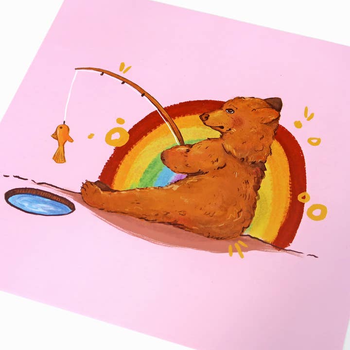 Impression Carré Ours Arc-en-ciel 210 mm pour la vente par Pollygone Illustration