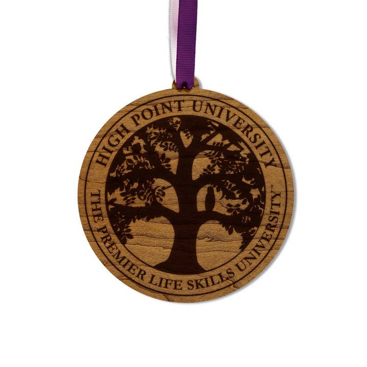 Ornement de Sceau de l'Université High Point – Fabriqué en Bois de Cerisier ou en Bois d'Érable – High Point Panthers pour la vente par LazerEdge