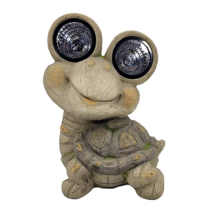 Galt International Company - Wholesale Outdoor Ornament/Decor - Mossy Turtle with Solar LED Eyes Garden Statue 15.75"2