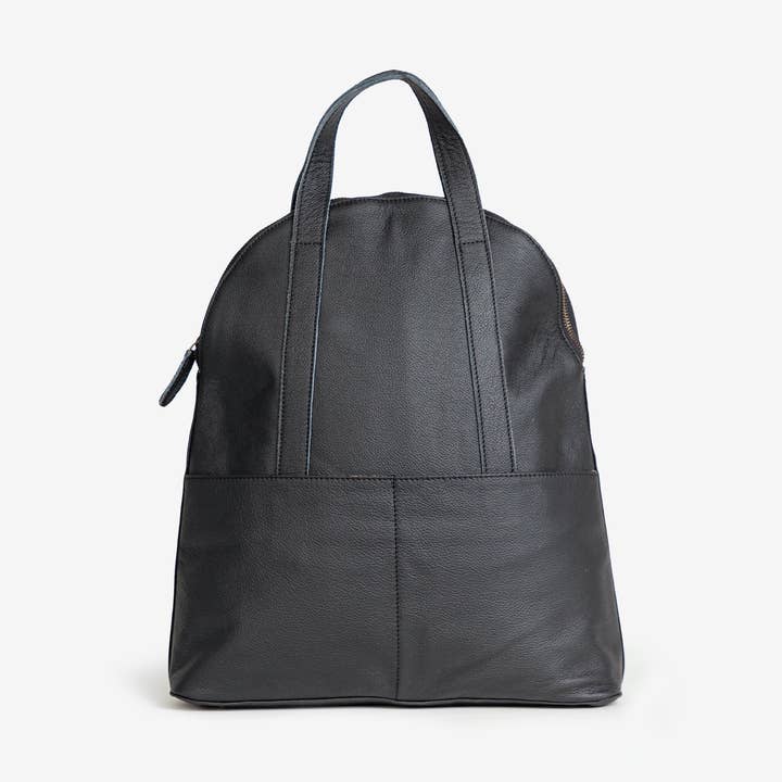 Pebbled Leather Halfmoon Backpack - Black for wholesale by JOYN