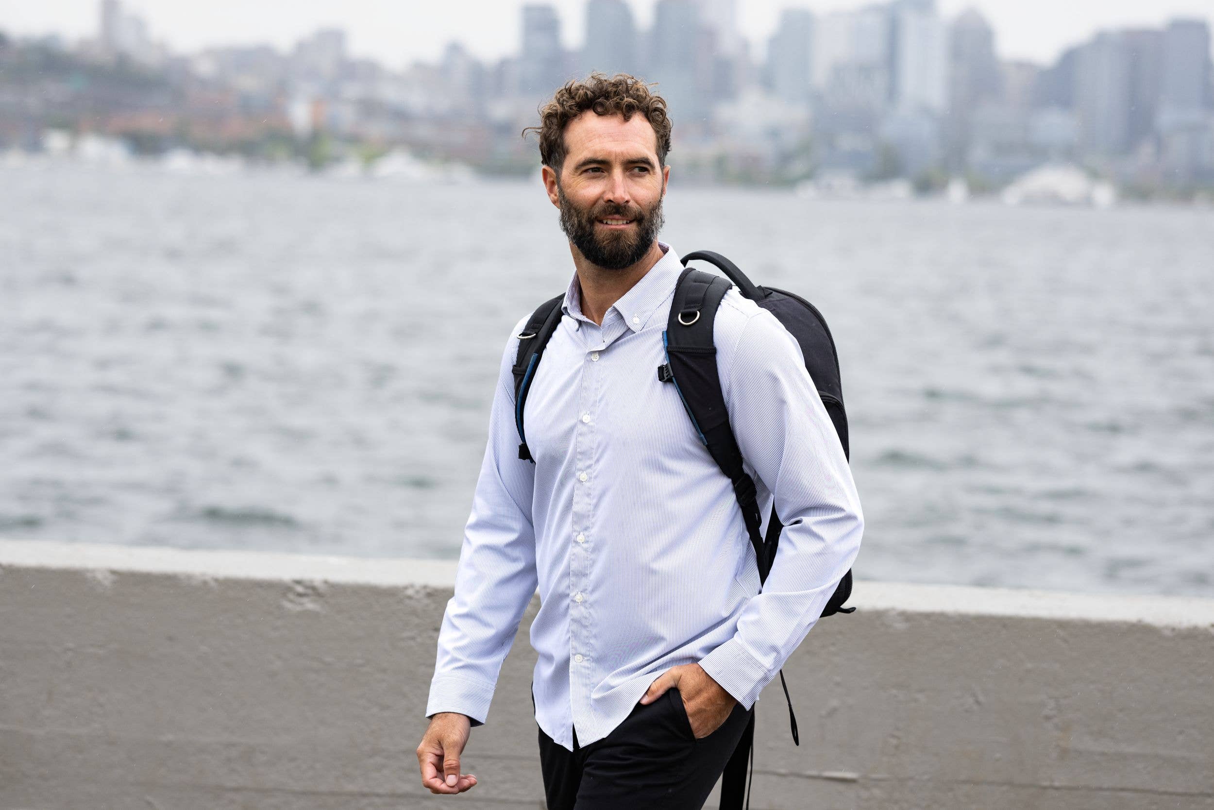 Cutter & Buck - Wholesale Button Down Shirt - Men's - Cutter & Buck Skyline Eco Pinstripe Big & Tall Dress Shirt4