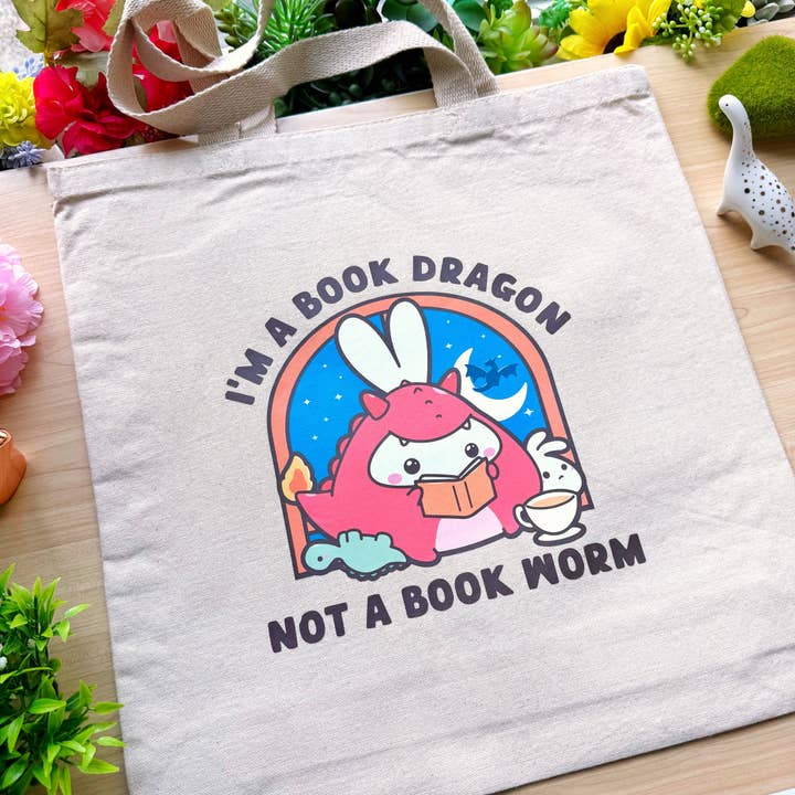 Tote Bag - Book Dragon Not Book Worm for wholesale by SumLilThings