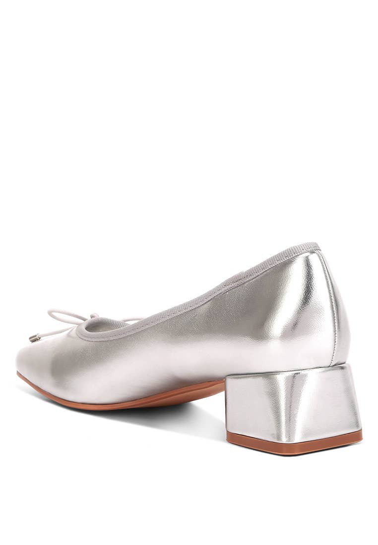 Rag Company – wholesale Low heels – Women′s – Laga Metallic Low Block Heel Ballerinas1