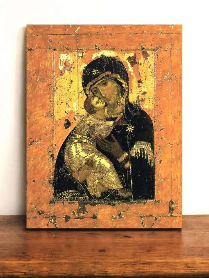 Icône de la Très Sainte Théotokos de Vladimir, icône historique russe pour la vente par Iconsofsaints