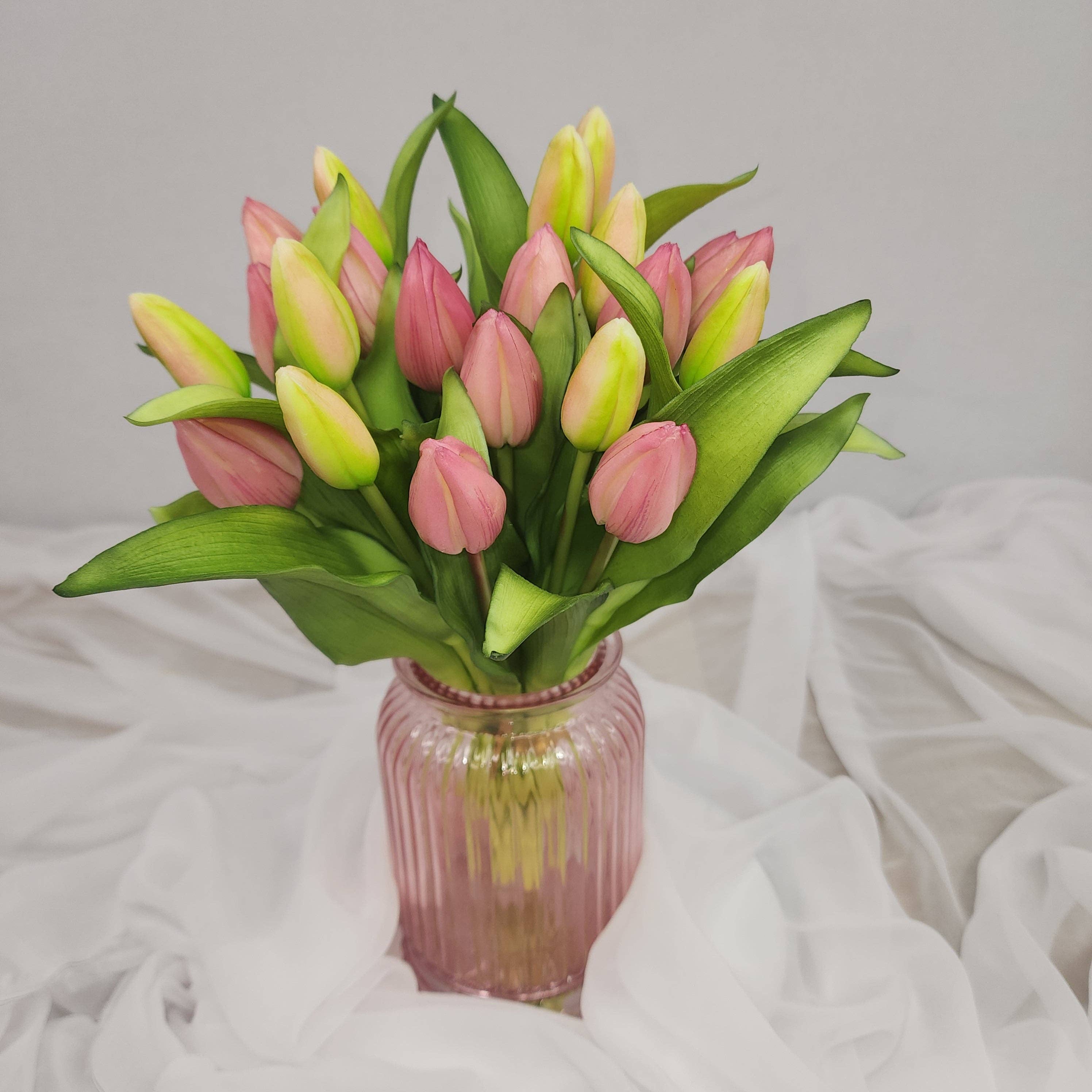 Realistic Artificial Flowers - Wholesale Artificial flowers - Pink Real Touch Tulip Bunch - Realistic Artificial Flowers1