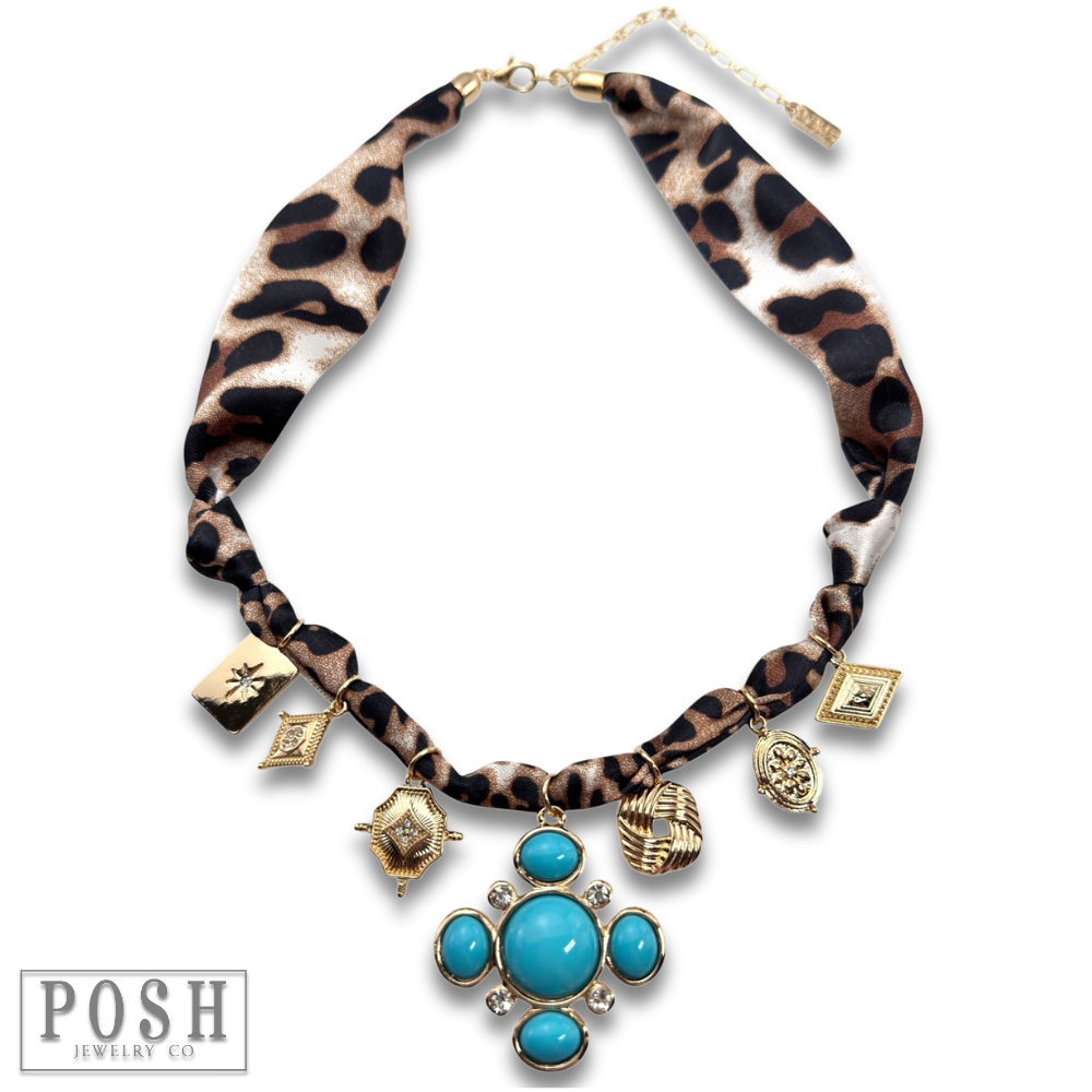 Pink Panache Brands - Wholesale Pendant/Charm Necklace - Leopard print scarf charm necklace6