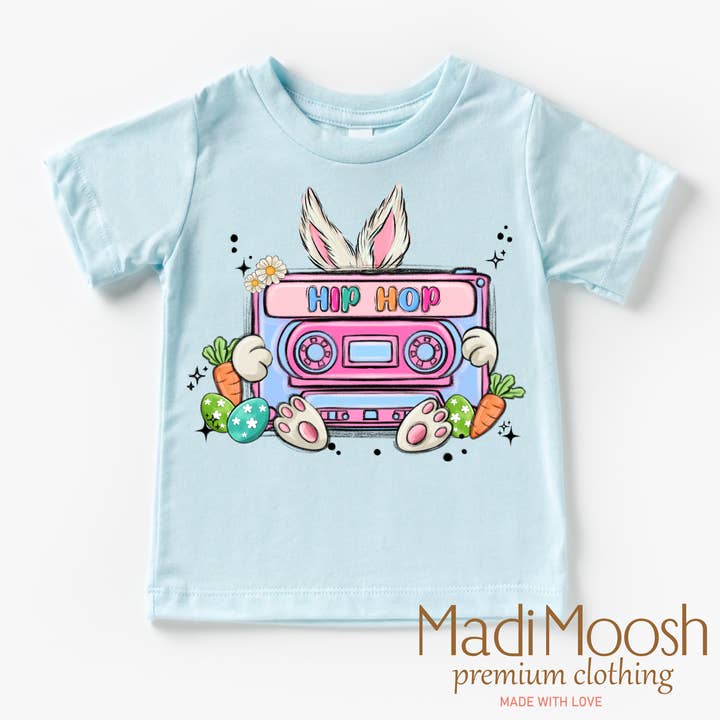 Madi Moosh – wholesale T-shirt med screentryck – Barn – Hip Hop Påskhare T-shirt - Barn Retro Påsktröja