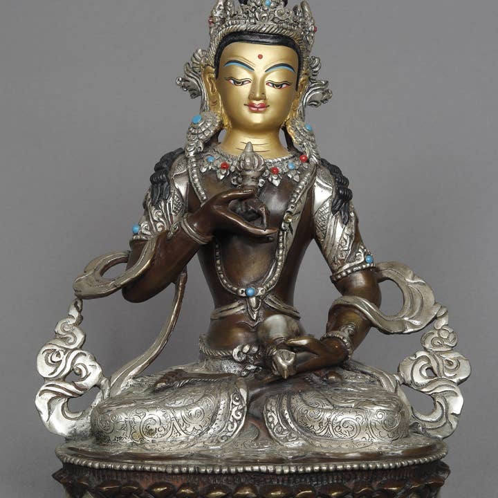 Exotic India Art - Vente Sculpture - Statue de la divinité bouddhiste tibétaine Vajrasattva de 10 pouces du Népal