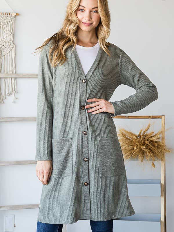 Pink Irene Wholesale - Vendita all'ingrosso Cardigan - Donna - CARDIGAN A COSTE TINTA UNITA CON TASCA A TINTA UNITA3