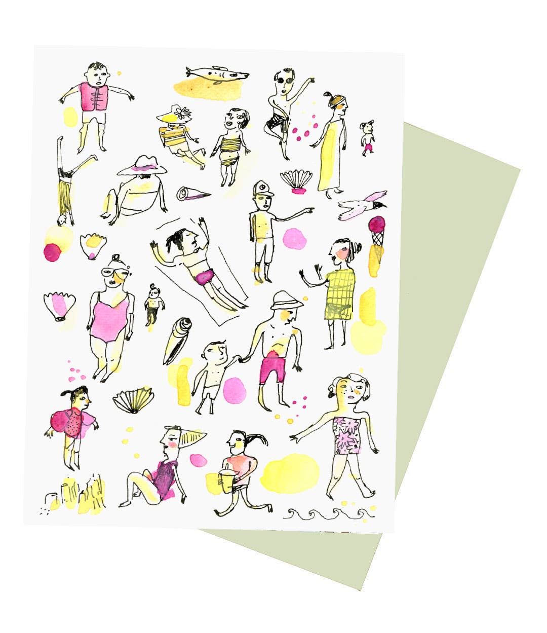 ELIZABETH GRAEBER art + illustration – Großhandel Briefpapier-/Postkarten-Set – Illustrierte Notizkarte zum Strandtag0