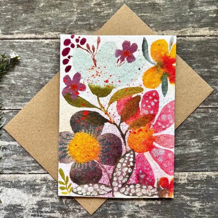 Plantable Seed Paper Birthday Card, Blank Inside for wholesale by Erika's Whimsical Art