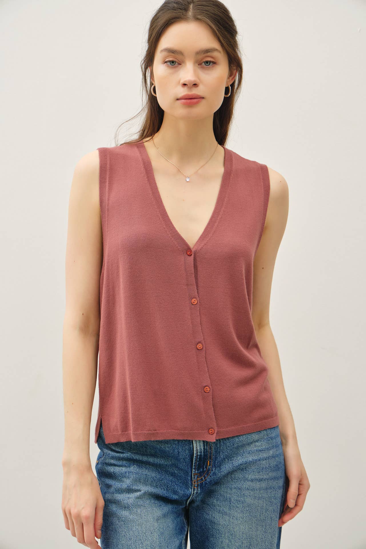 Be Cool - Wholesale Sweater Vest - Women's - BOXY CUT BUTTON UP V-NECK SWEATER VEST 20