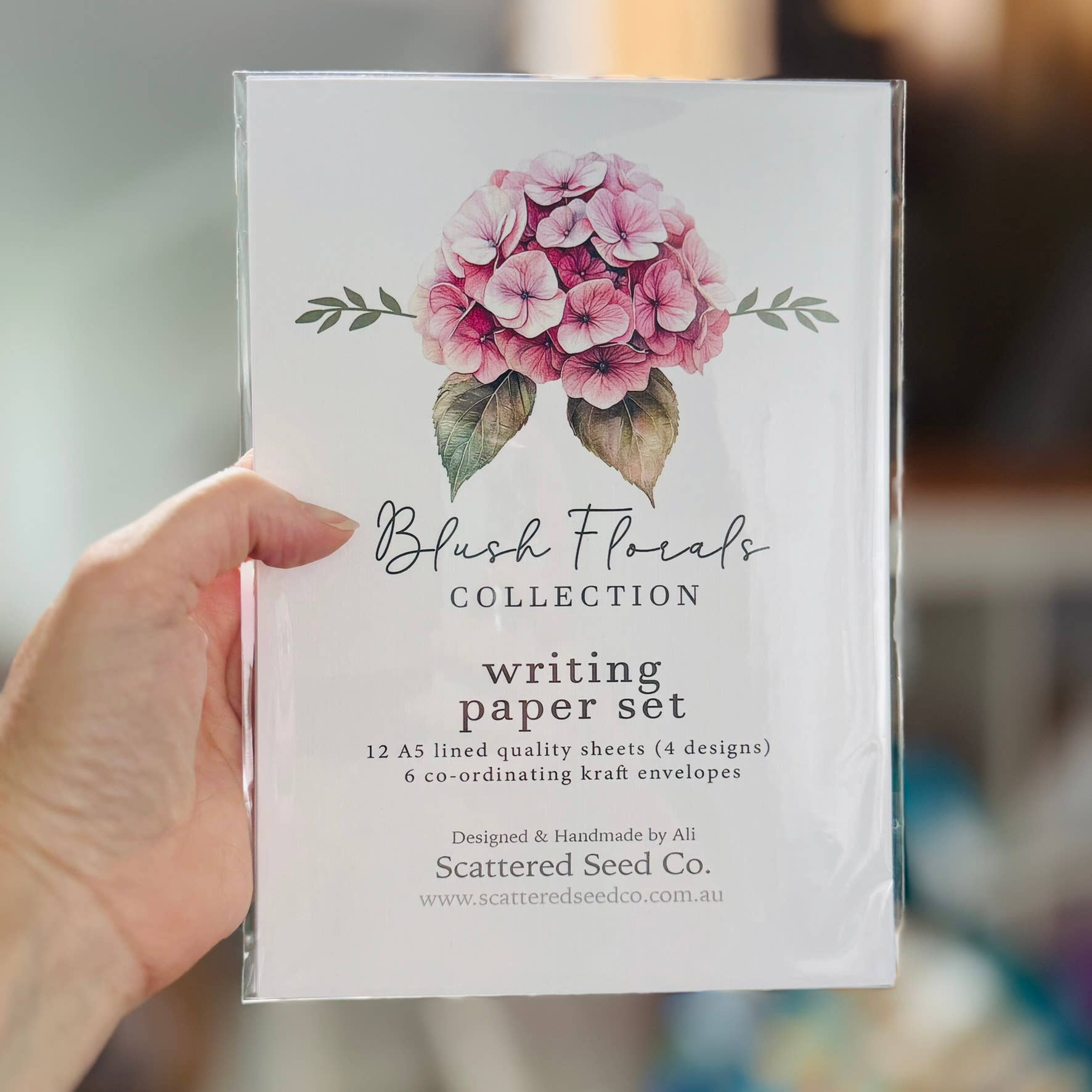 Scattered Seed Co - Vente Assortiments de papeterie/cartes - Ensemble de papier à lettres FLEURS ROSES1