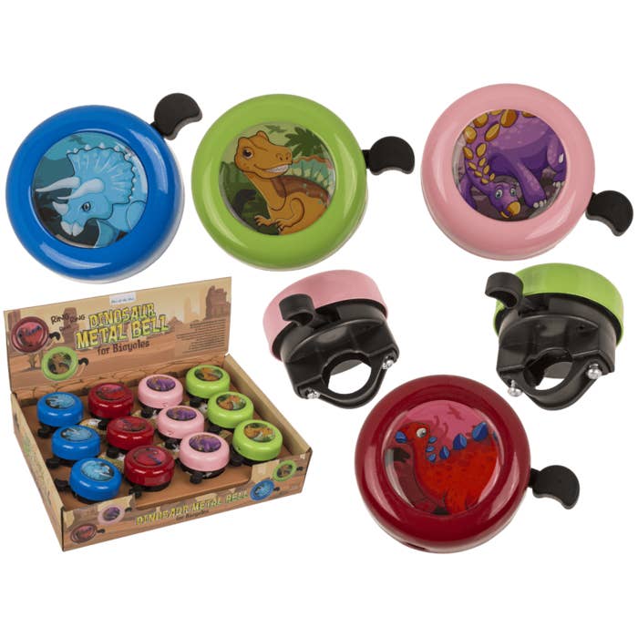 Campanello in metallo per biciclette, Dinosauro, per la vendita all'ingrosso da parte di Out of the blue KG