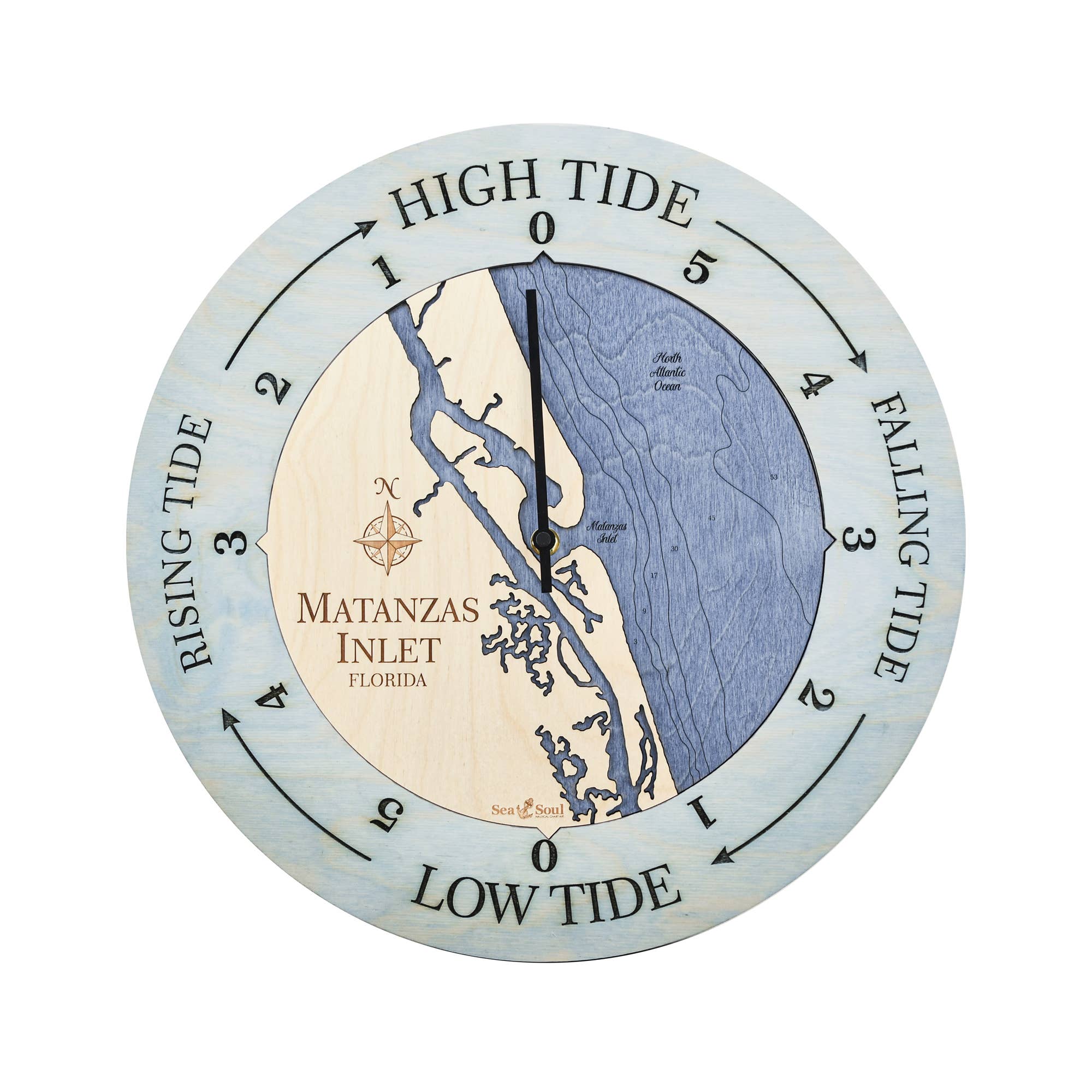 Sea & Soul Nautical Chart Art - Wholesale Wall Clock - Florida East Coast Nautical Chart Tide Clock-Many Locations107