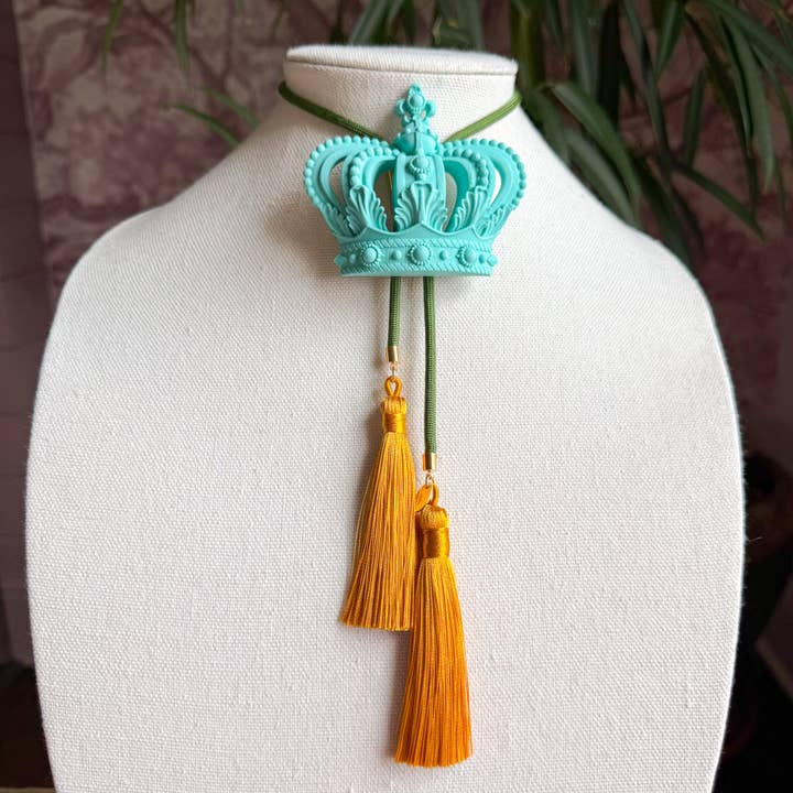 Coroa Bolo Turquesa com Azeitona e Amarelo Dourado por atacado de Rahya Jewelry Design