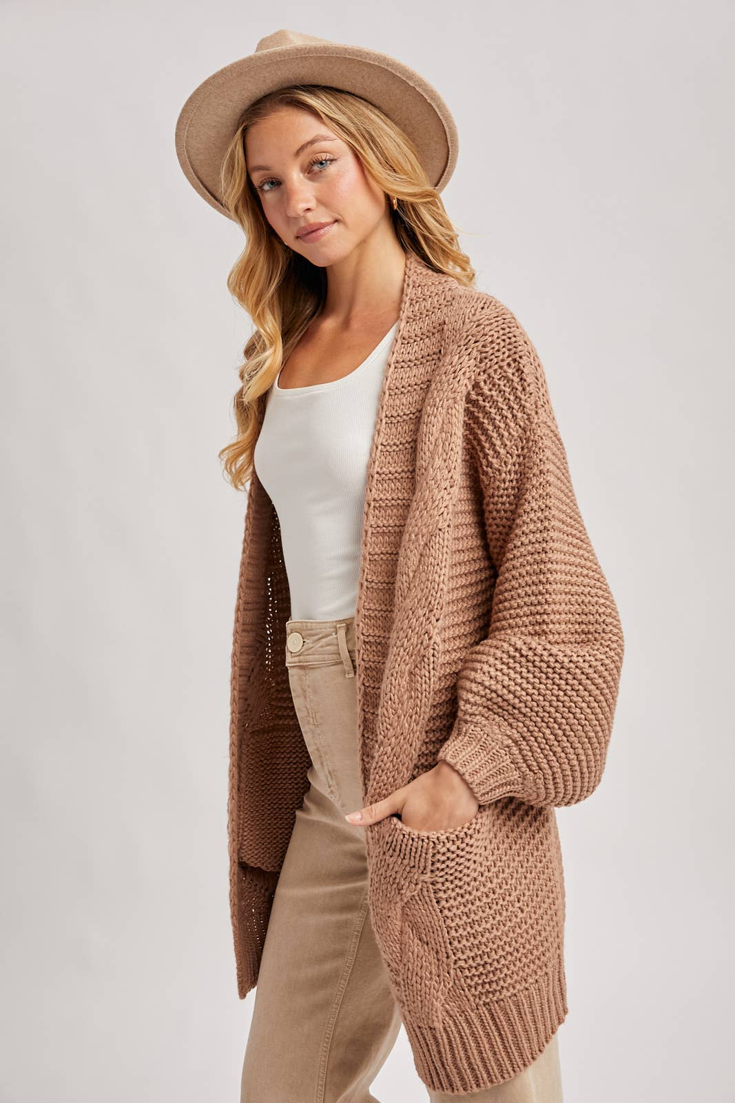 Bluivy - Vente Cardigan – femme - CARDIGAN À MANCHE LANTERNE À CÂBLE35