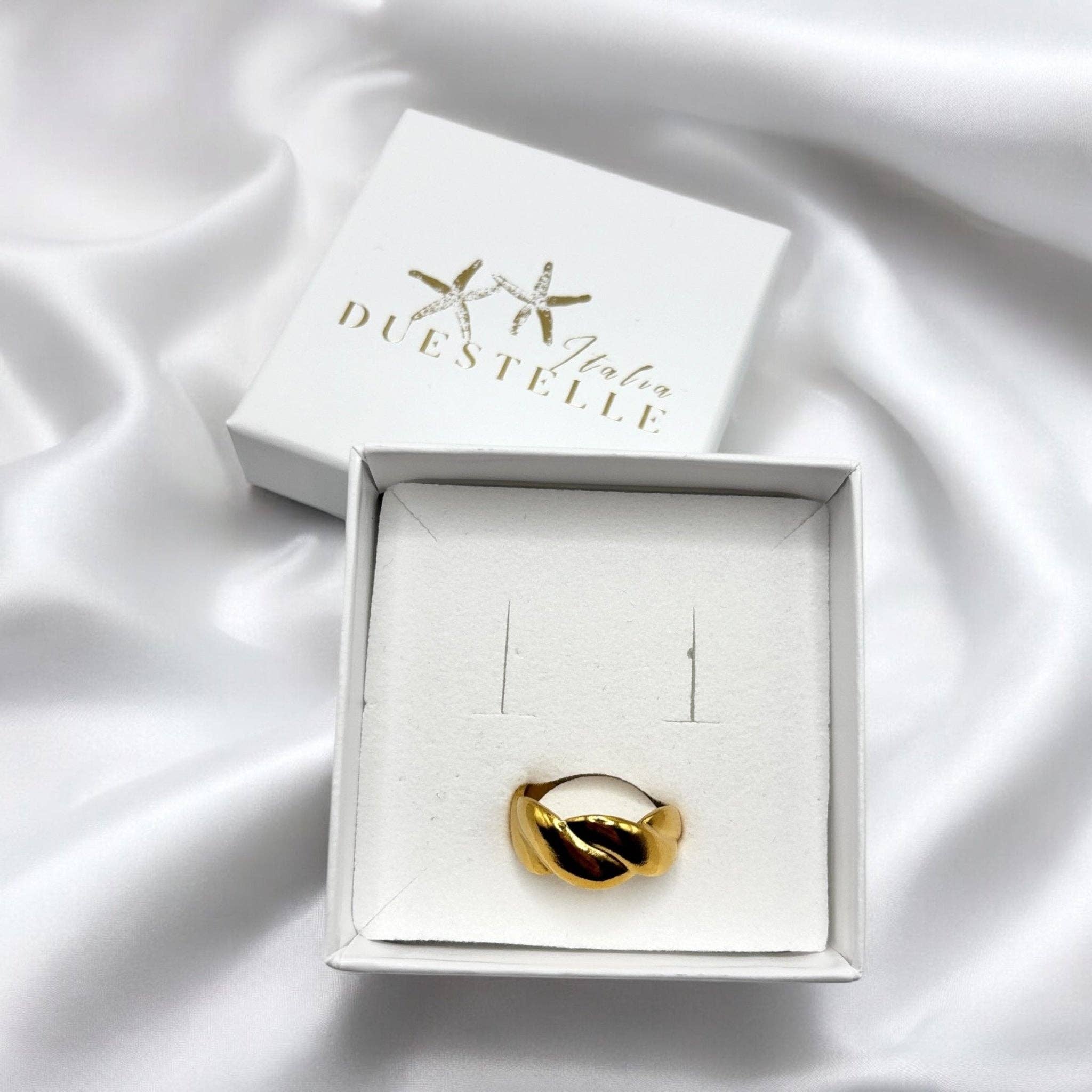 DUESTELLE ITALIA - Venta al por mayor Anillo de banda/apilable - Intreccio de Oro - Anillo de acero chapado en oro2