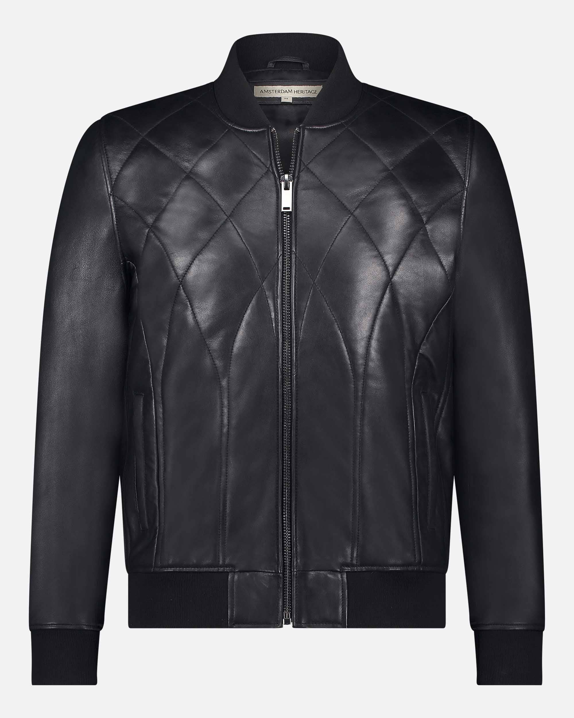 Amsterdam Heritage Men's - Wholesale Leather Jacket - Men's - Edison | Quilted Leather Bomber Jacket2
