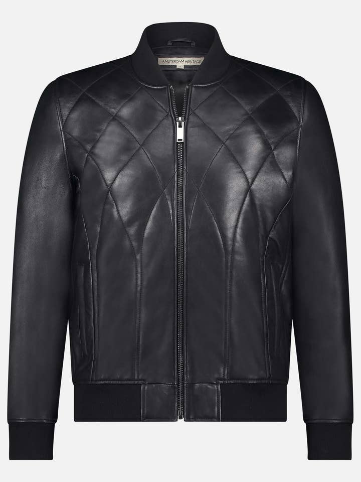 Amsterdam Heritage Men's - Vente Veste en cuir – homme - Edison | Blouson bomber en cuir matelassé2