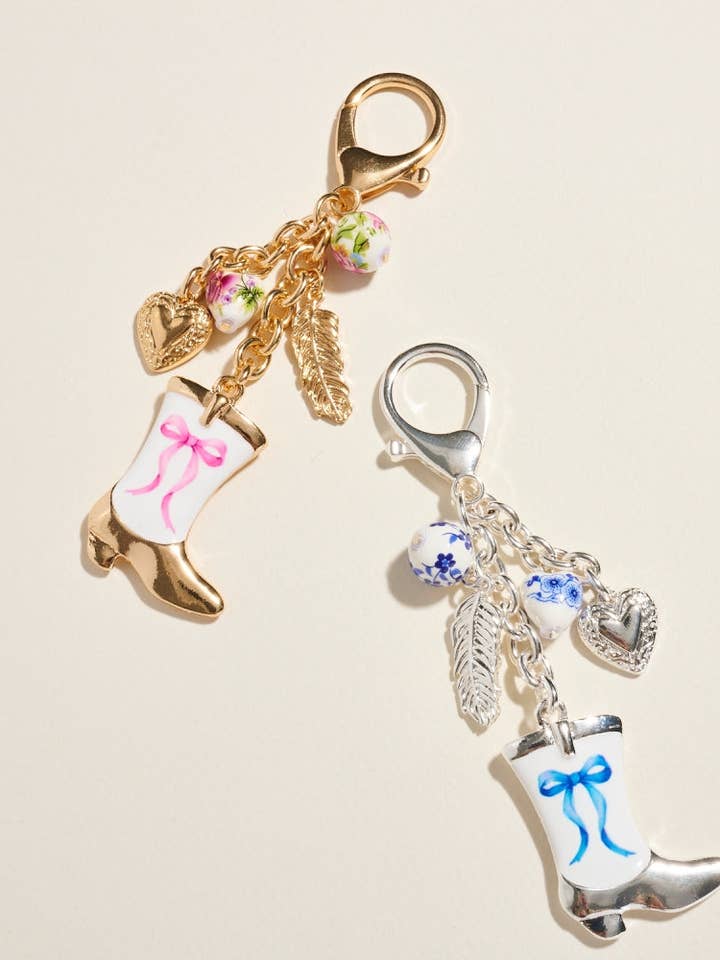 Floral Ceramic Bead Western Bag Charm Keychain for wholesale by Designature New York