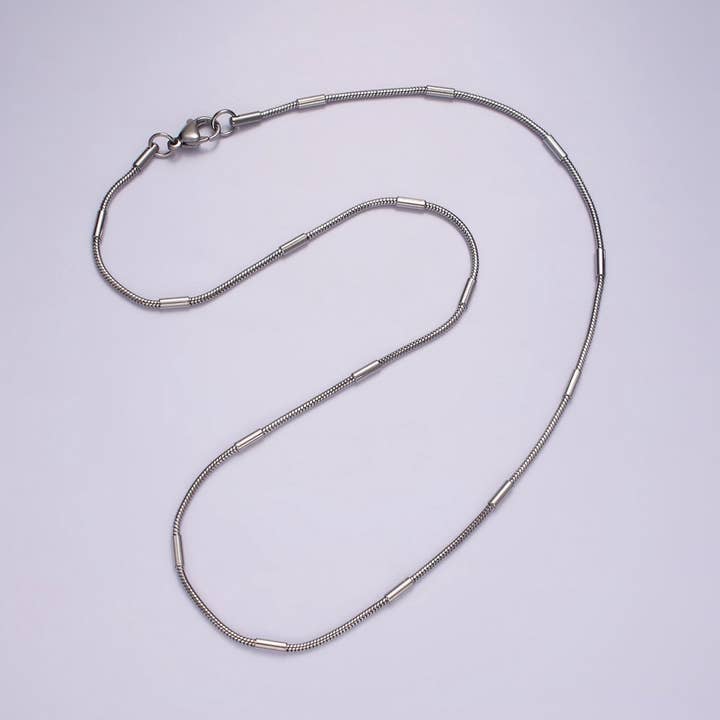 Fint runt ormkedjehalsband i rostfritt stål 48 cm halsband i silver WA-2399 för wholesale av Aim Eternal