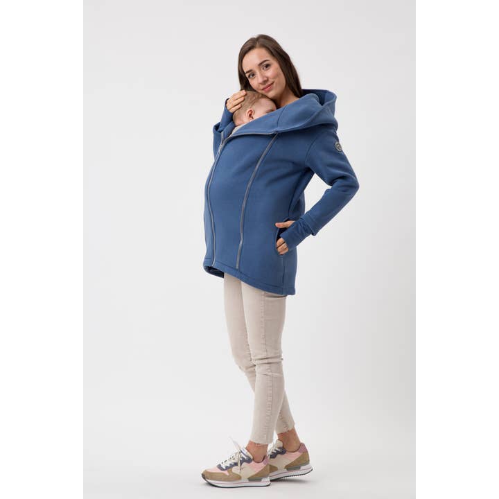 KAYA Babywearing maternity coat jacket front/back JEANS BLUE for wholesale by FUN2BEMUM