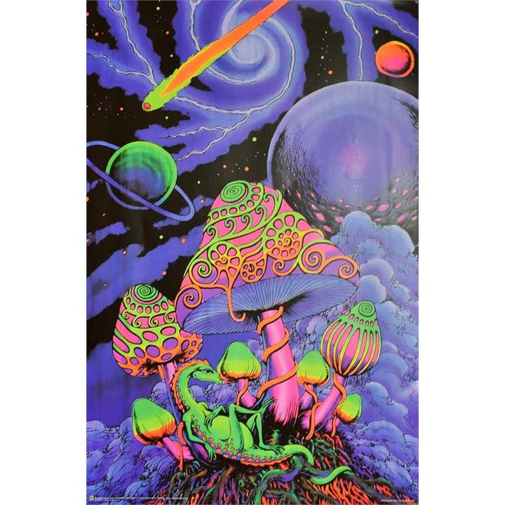 Scorpio Posters - Wholesale Poster - Cosmic Shroom Space Tribe Blacklight Poster