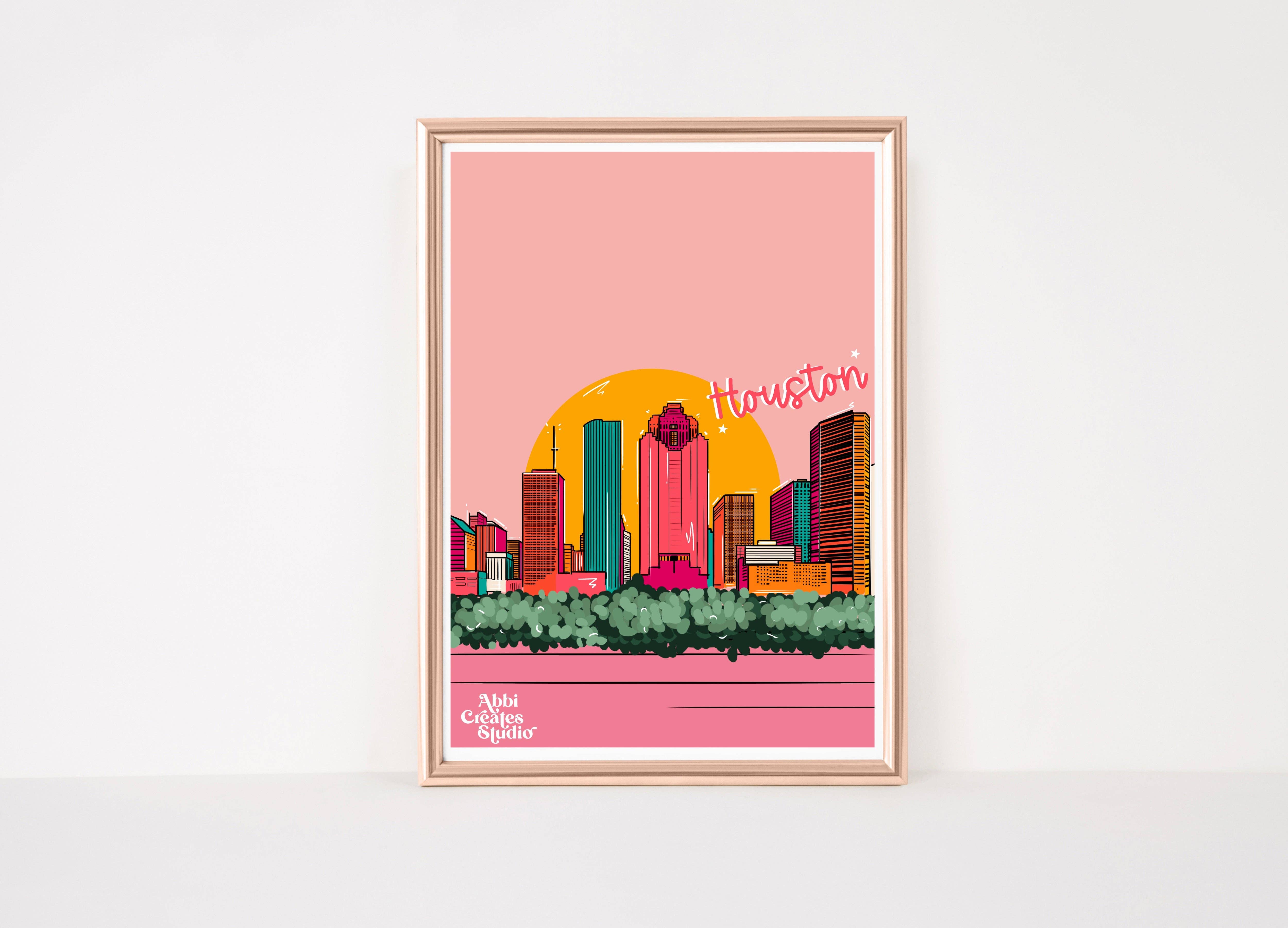 Abbicreates Studio LLC - Vendita all'ingrosso Stampa artistica - Stampa artistica Houston Texas Skyline