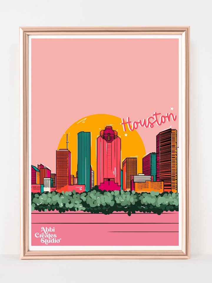 Impression d'art de Houston au Texas pour la vente par Abbicreates Studio LLC