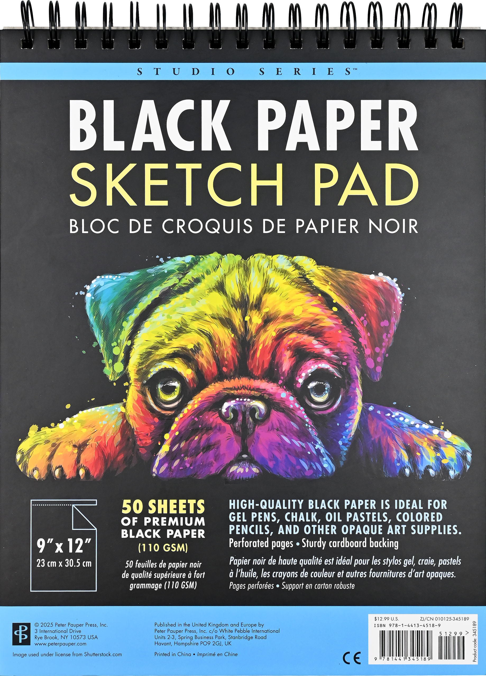 Peter Pauper Press - Wholesale Sketchbook/Sketchpad - Studio Series Black Paper Sketch Pad0
