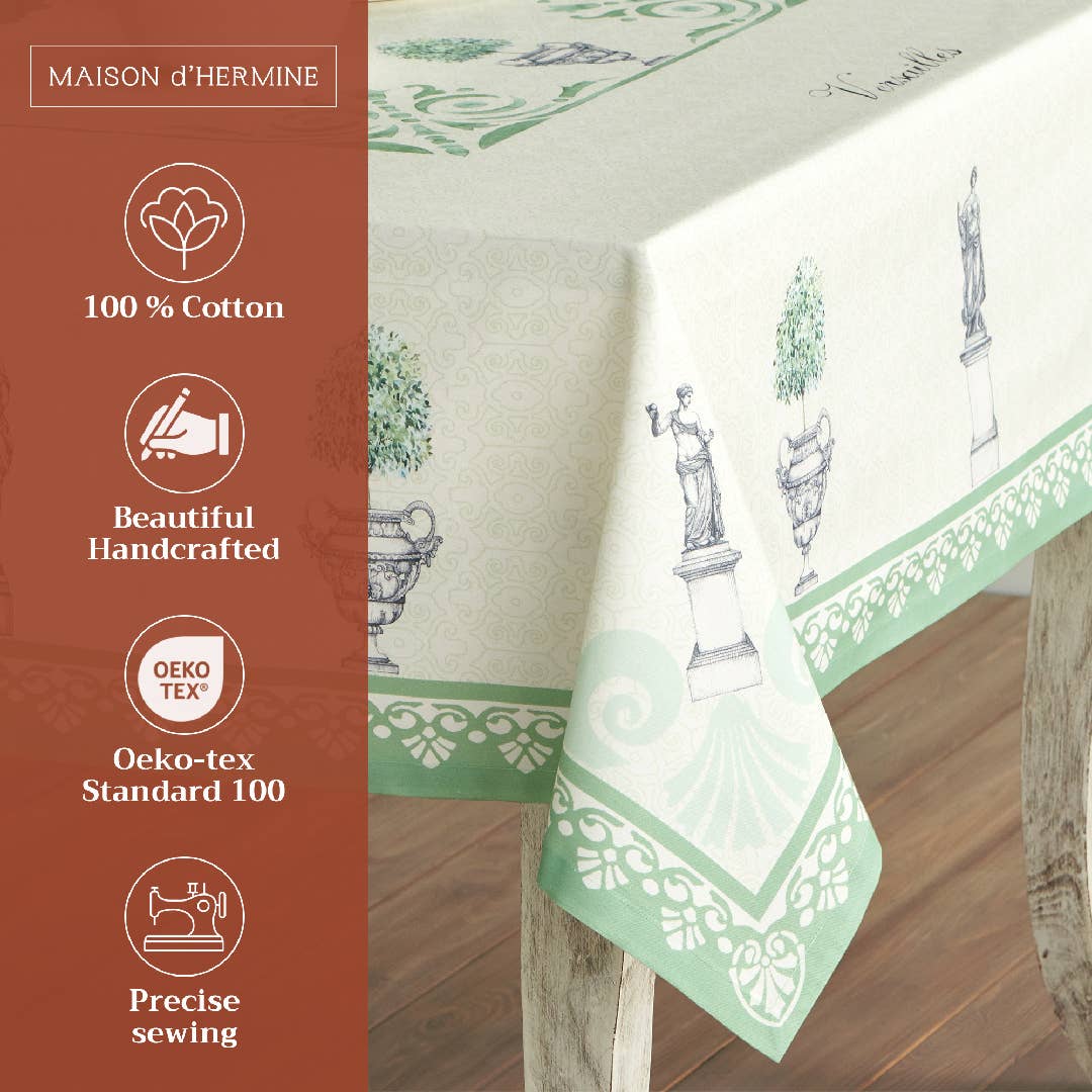 Maison d'Hermine - Design in Every Thread - Wholesale Tablecloth - Tablecloths 100% Cotton - 3 Shapes - Jardin Du Roy1