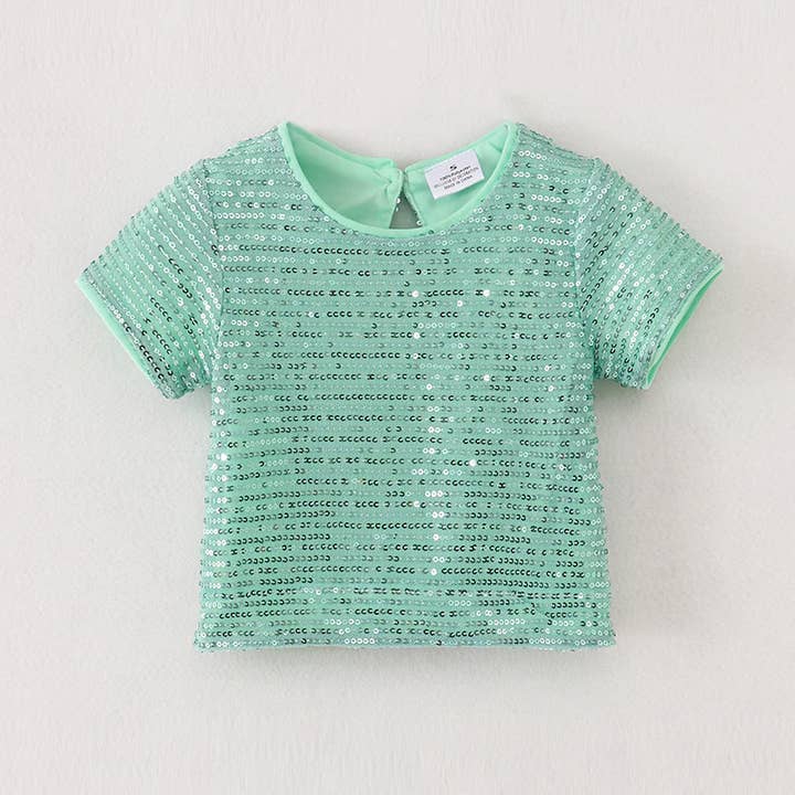 Auraquise - Wholesale T-Shirt - Kids - Girls Boutique Fashion Sequins Short Sleeves Top8