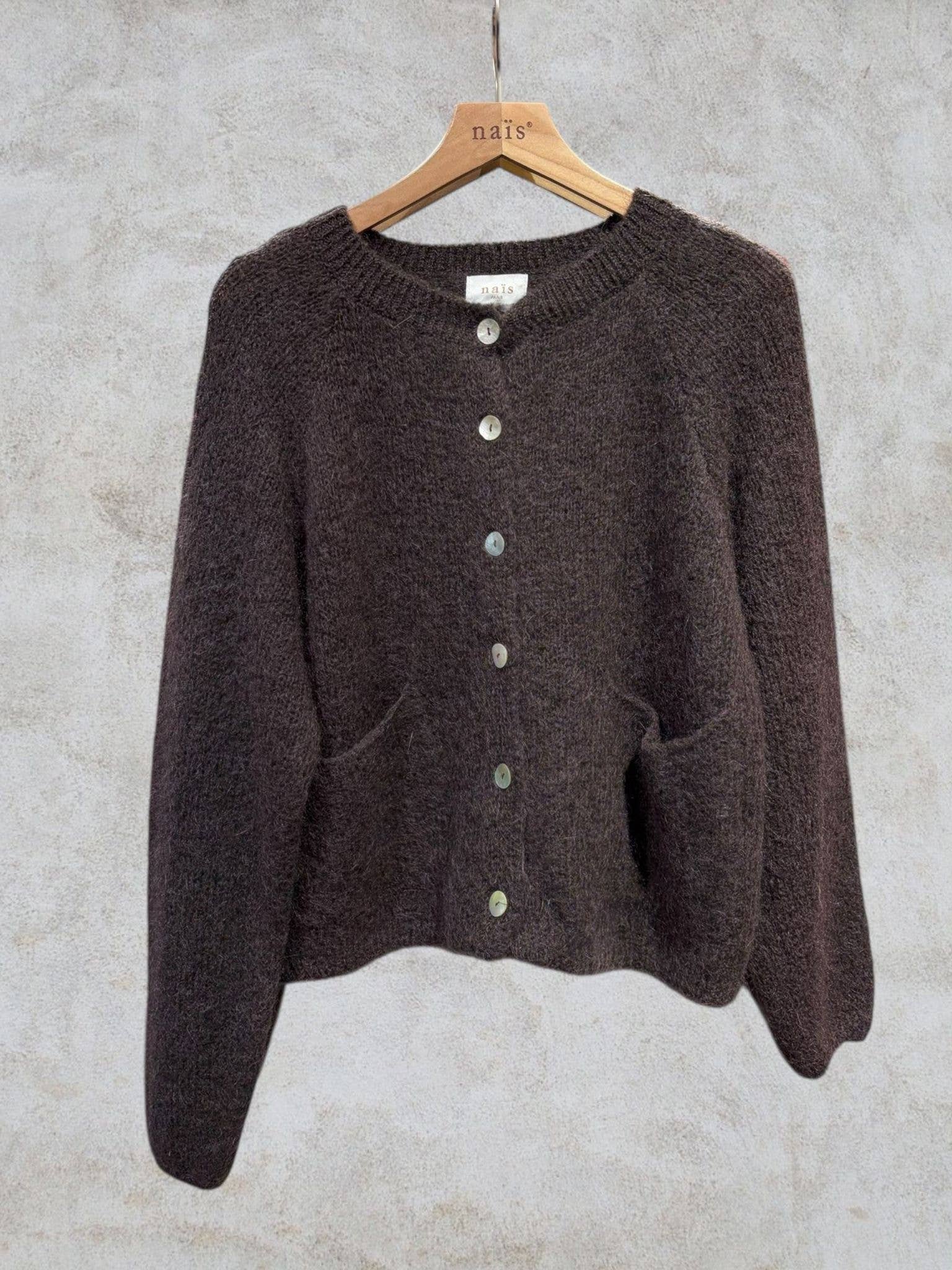 NAÏS PARIS – Cardigan - Mulher por atacado – Cardigan de gola redonda com mangas longas em kid mohair e lã22